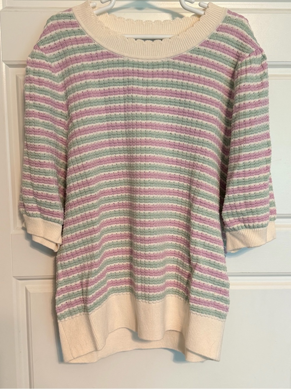 & Other Stories Cream Sweater with Lavender and Mint Stripes